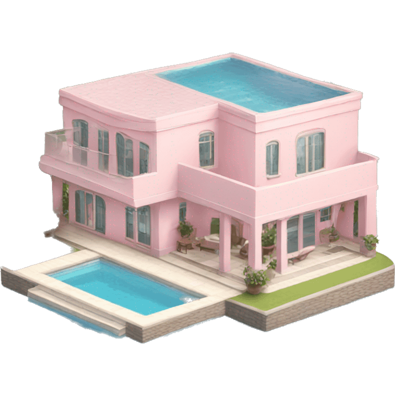 light pink villa with swimming pool  emoji