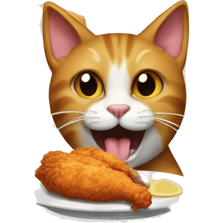 Cat eating fried chicken emoji