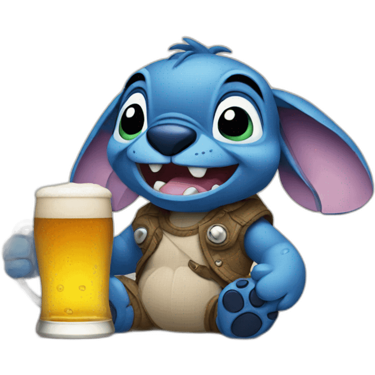 stitch drinking beer emoji