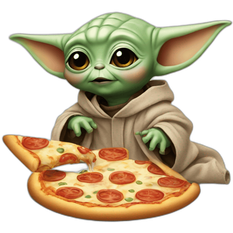 Baby yoda eating pizza emoji