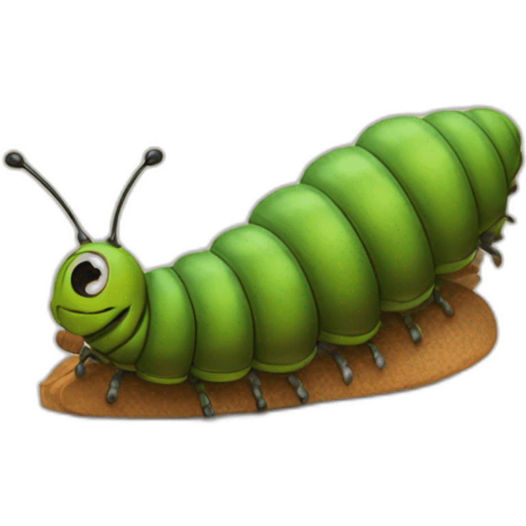 Caterpillar riding a roach emoji