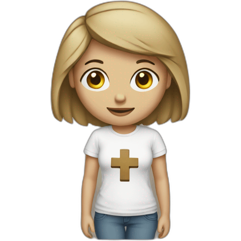 Woman with a cross t-shirt emoji