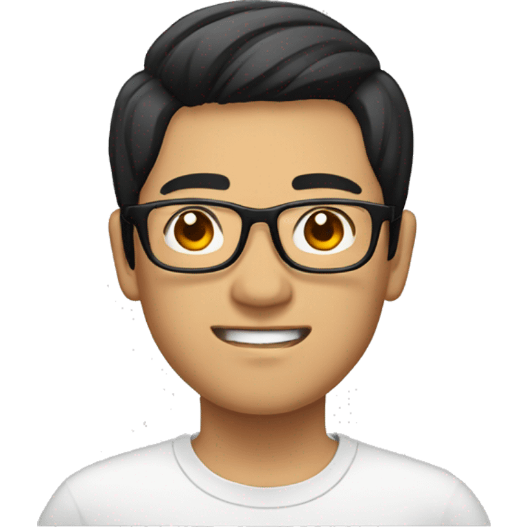 Asian man with glasses and black hair emoji