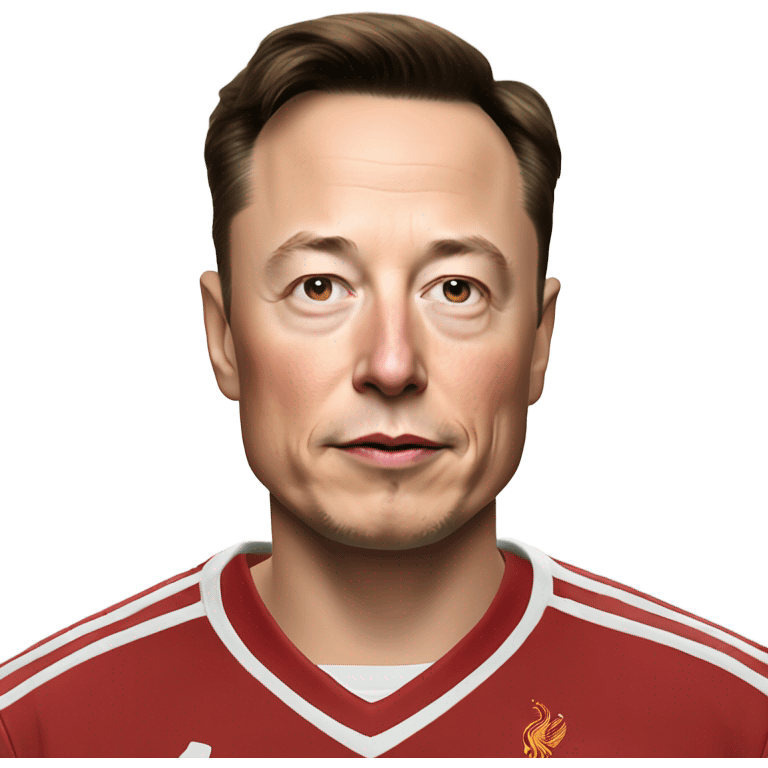 Elon Musk in a Liverpool shirt emoji