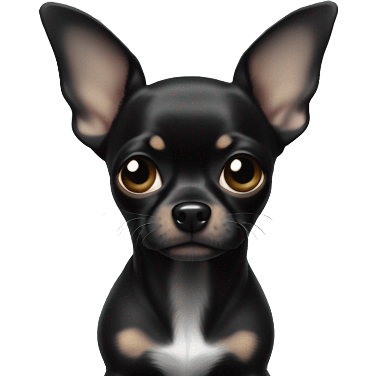 all black skinny chihuahua with bent ears  emoji