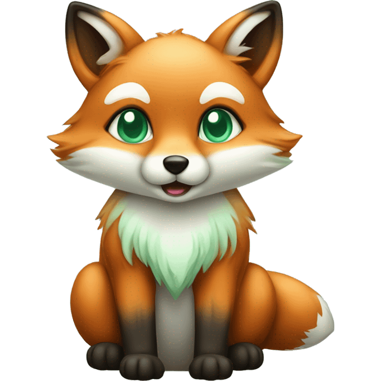 cute fox with mint green eyes siting emoji