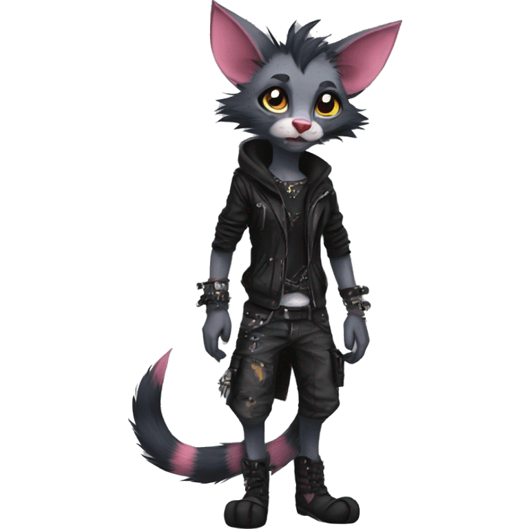 Anthro Punk Lykoi Full body emoji