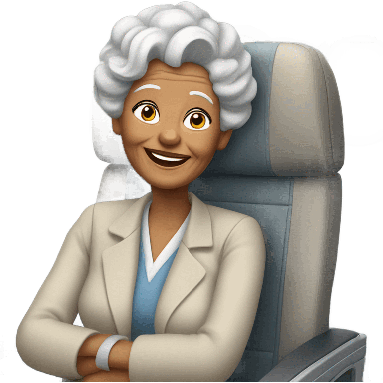 Old lady flying in airplane emoji