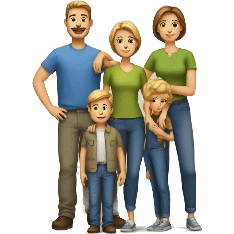 European Family with Man, Woman, 3 Boys emoji