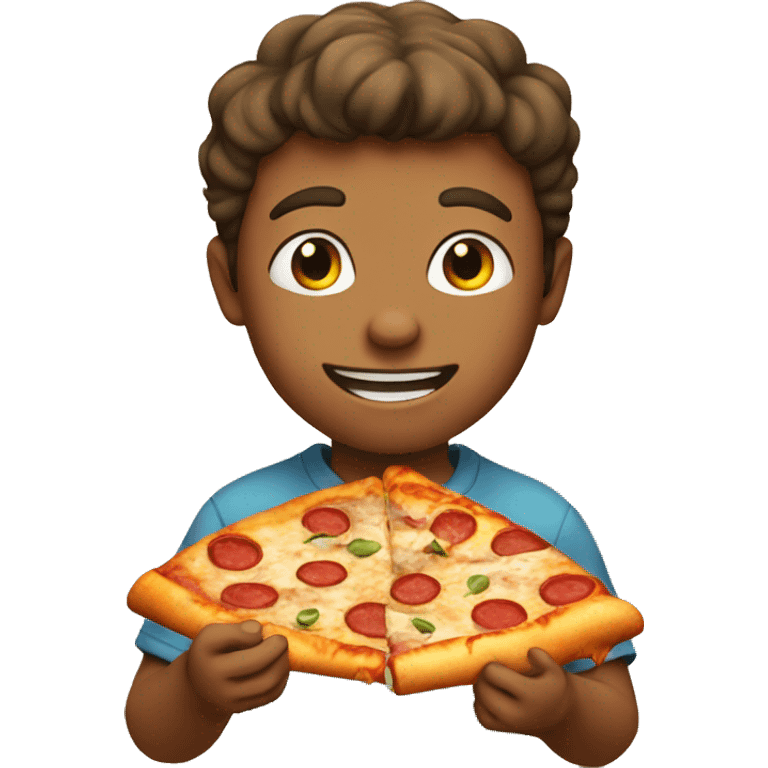 Boy eateing pizza emoji