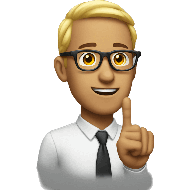 create nerd emoji who has glasses and his finger up emoji