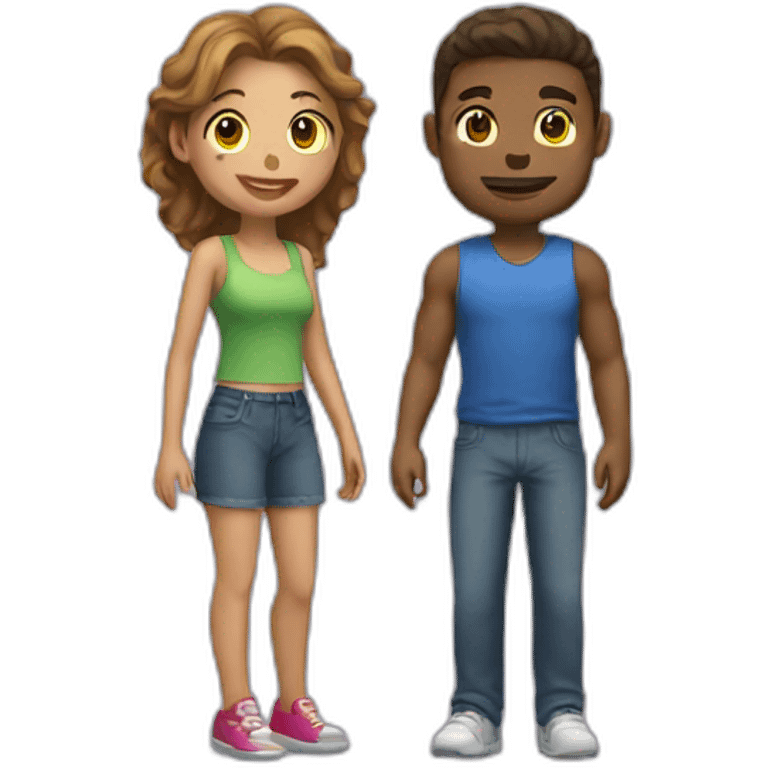 young couple playing video game together emoji