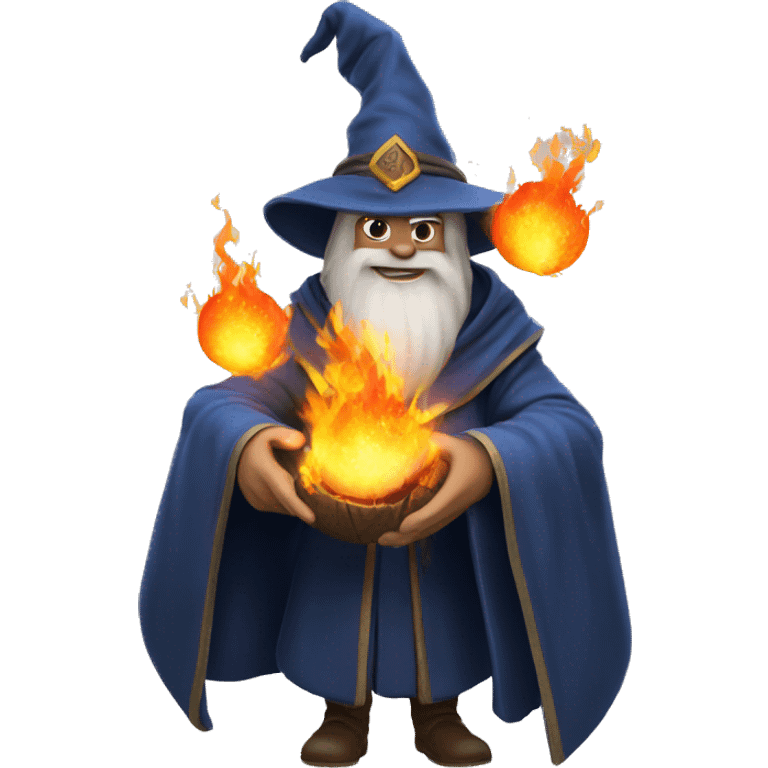 Wizard holding fire balls  emoji