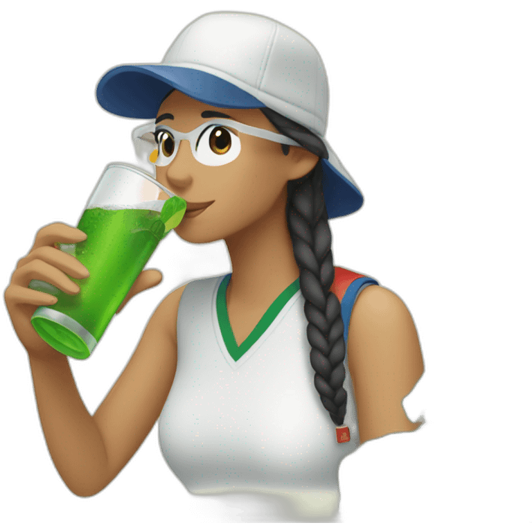 Latin girl Drinking and using lacoste emoji