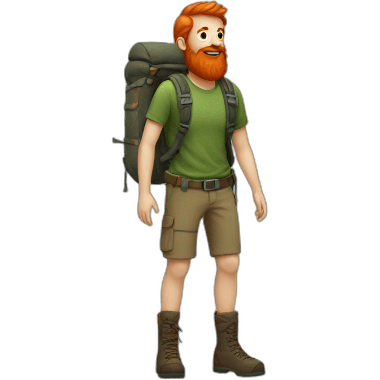 Full body, Red head, hiker, long beard emoji