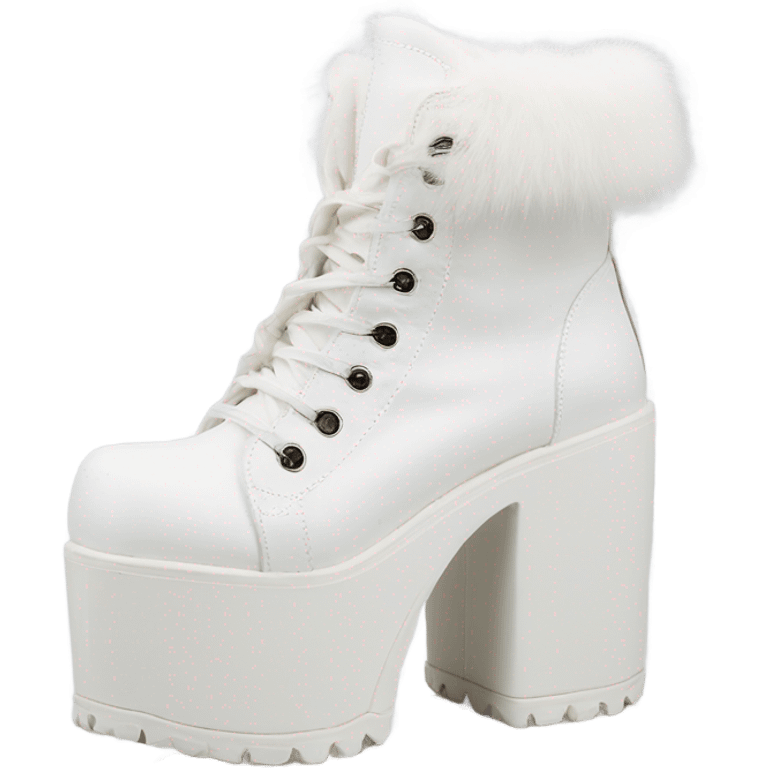 Platform Demonia High boots white fur emoji