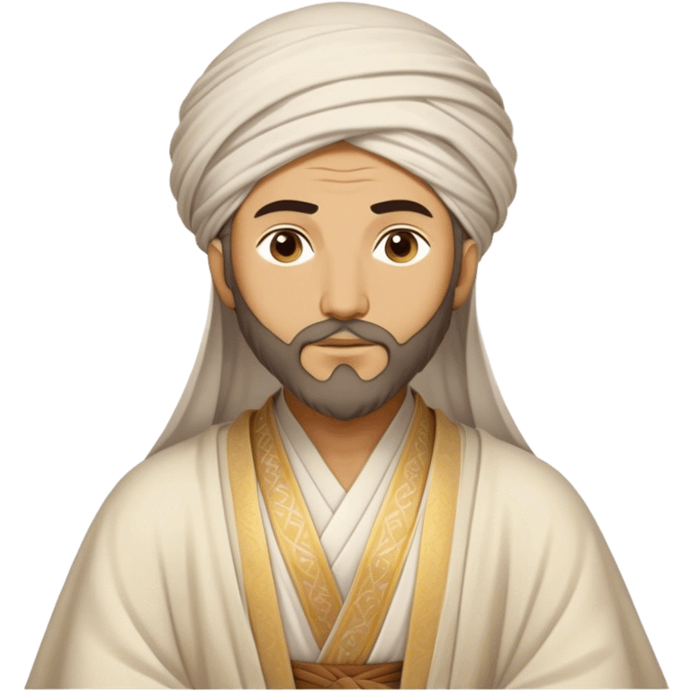 Cinematic Realistic Rumi Portrait Emoji, depicted as a mystical poet with soulful eyes and flowing traditional robes, rendered with delicate textures and ethereal soft lighting that captures his transcendent spiritual wisdom. emoji