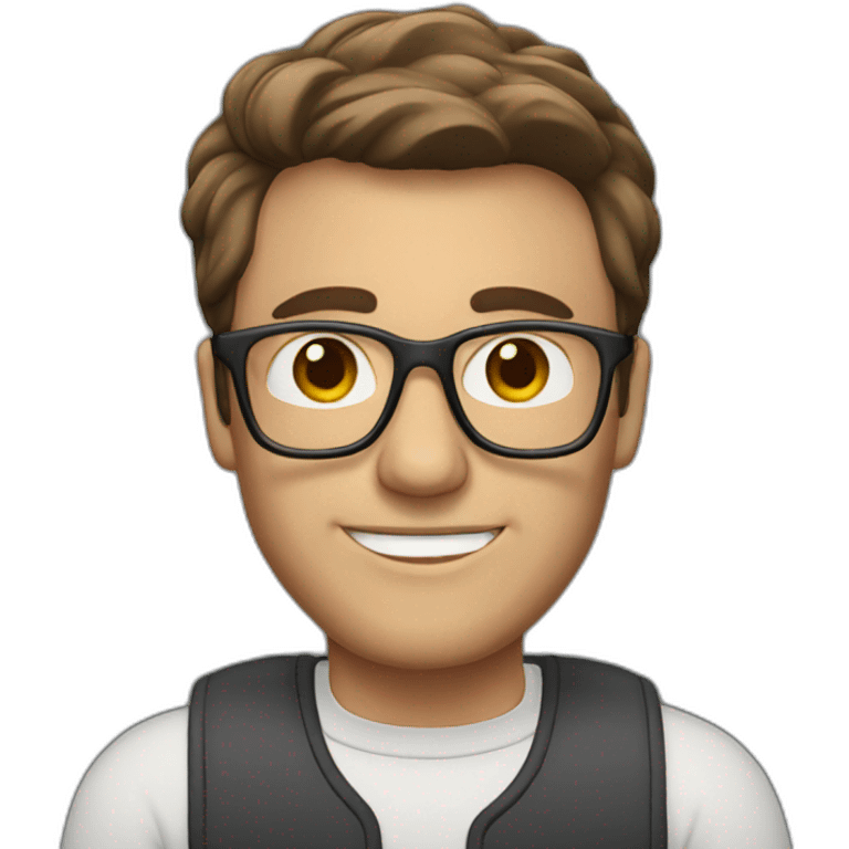 Ad man, brown hair, middle aged, glasses emoji