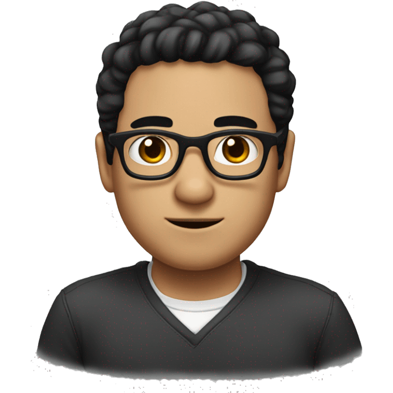 A man with white skin, black hair, dark eyebrows, thick eyebrows, glasses, and a mole on his cheeks emoji