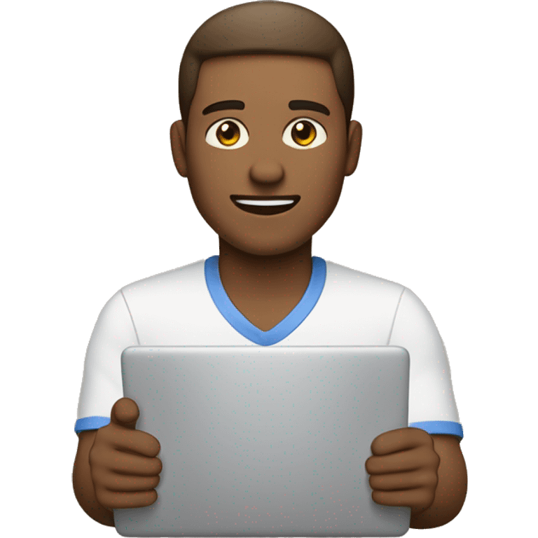 use the same image of the man working on laptop but lighten the skin tone to light brown emoji