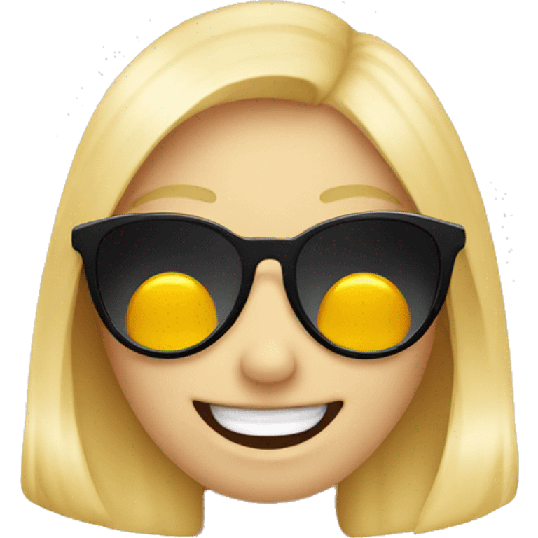 Blonde smiley face with shades doing hand hearts by the cheek emoji