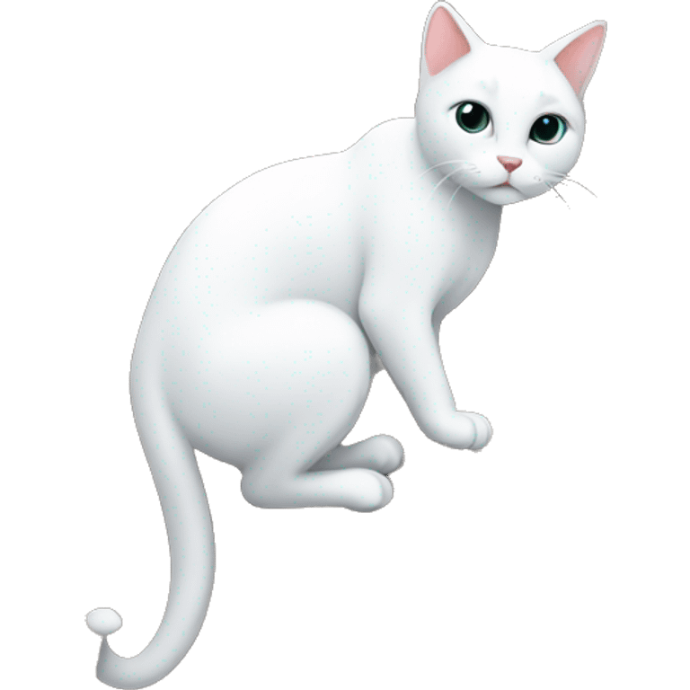 a white cat climbing a wall emoji