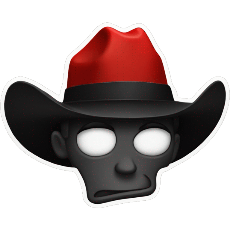 Red devil emoji with black cowboy hat and horns sticking out of hat emoji