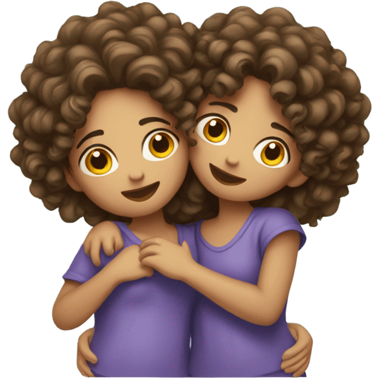  Two curly hair girls cuddling  emoji