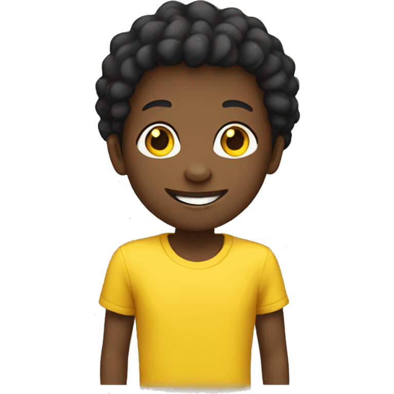 smiling black boy in yellow shirt emoji