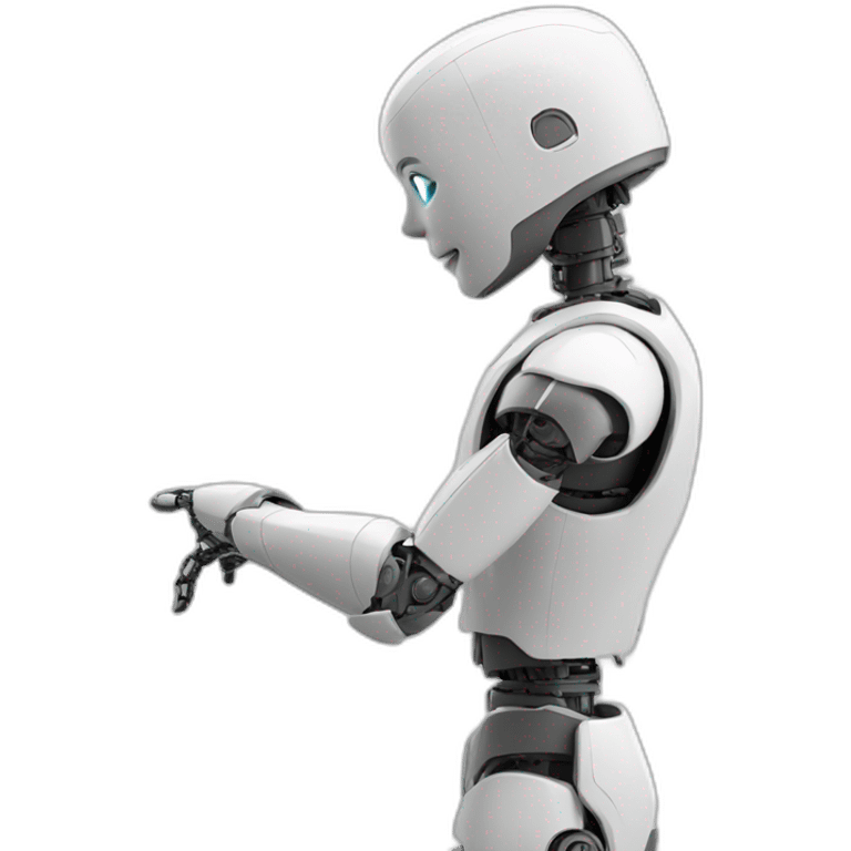 robot stretch left hand, Waist Shot, lateral view emoji