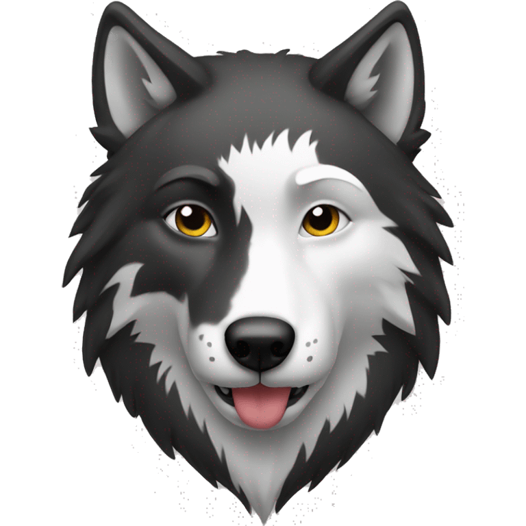 Black and white wolf emoji