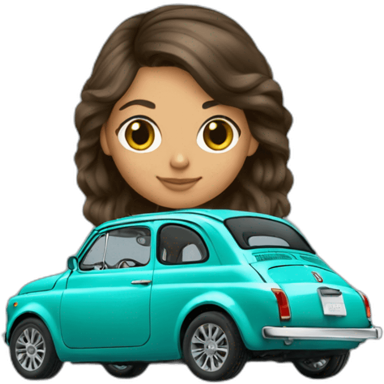 Girl-hair-brunette-over-car-fiat-500-turquesa emoji