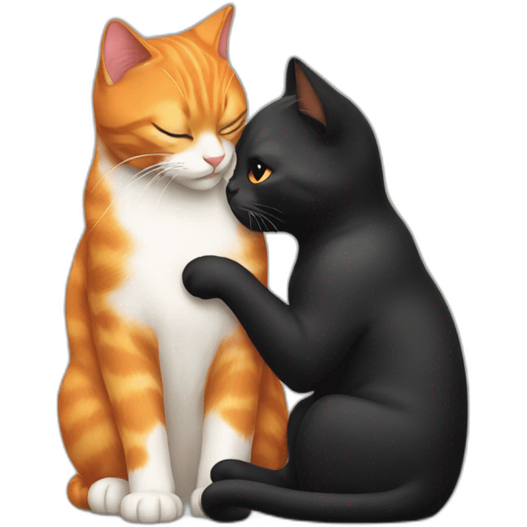 black cat kissing orange cat  emoji