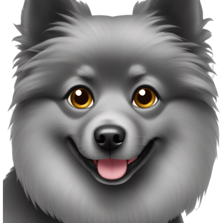 Black colored spitz Dog breed with cute eyes  emoji