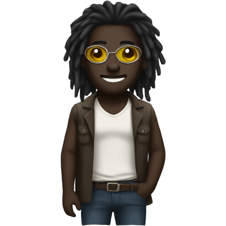 Dark skin male with eye patch and dreadlocks emoji