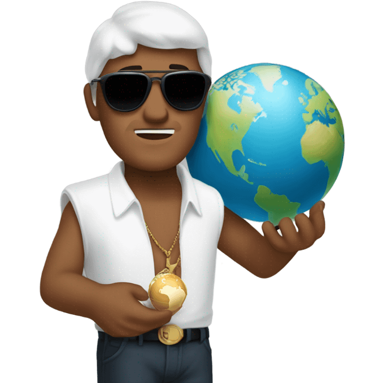 Tony Montana sunglasses holding the globe emoji