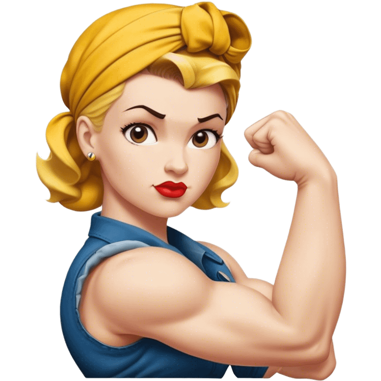 white skin Rosie the Riveter shows biceps emoji