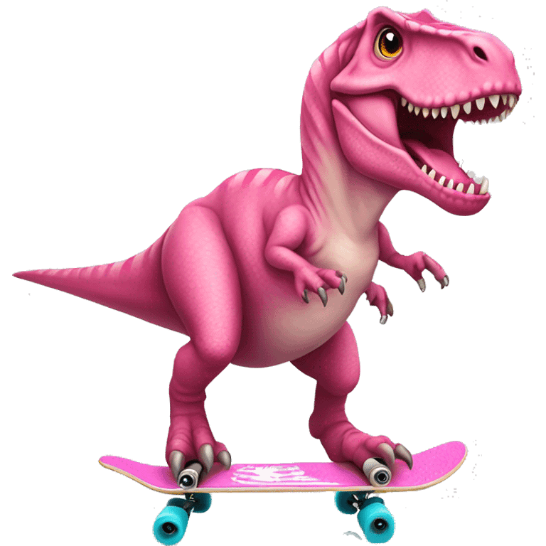 T-Rex with a pink tutu ina skateboard  emoji