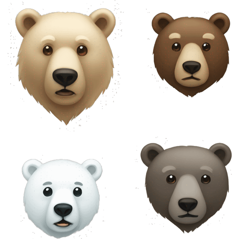 polar bear black bear and brown bear faces emoji