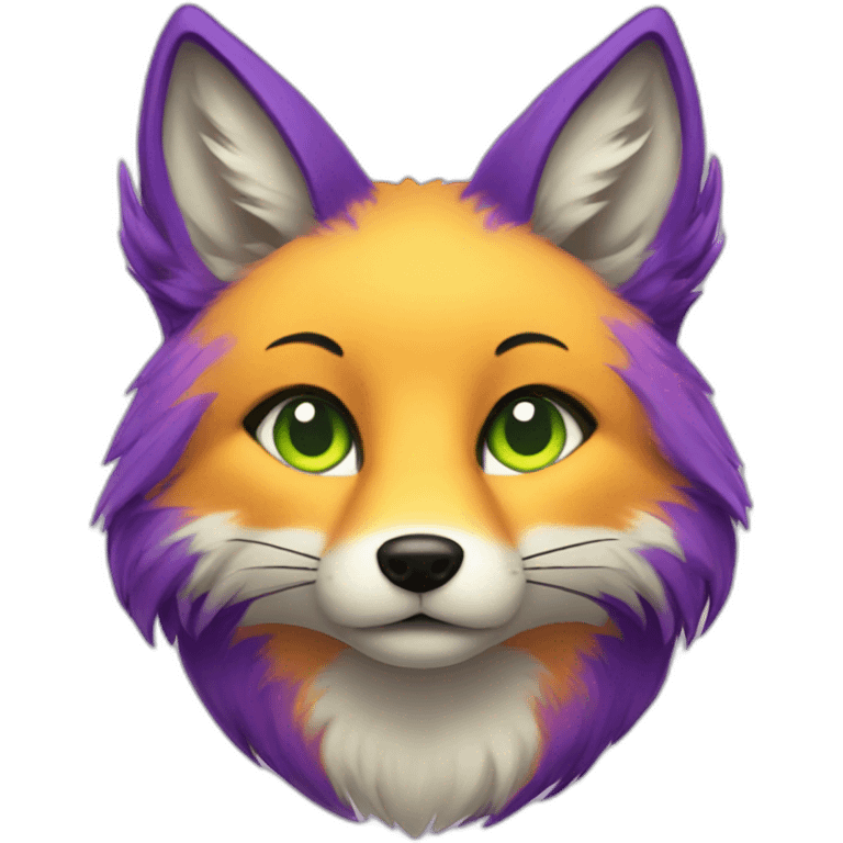 purple yellow fox furry green eyes emoji