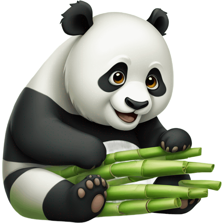 Panda bear eating bamboo emoji