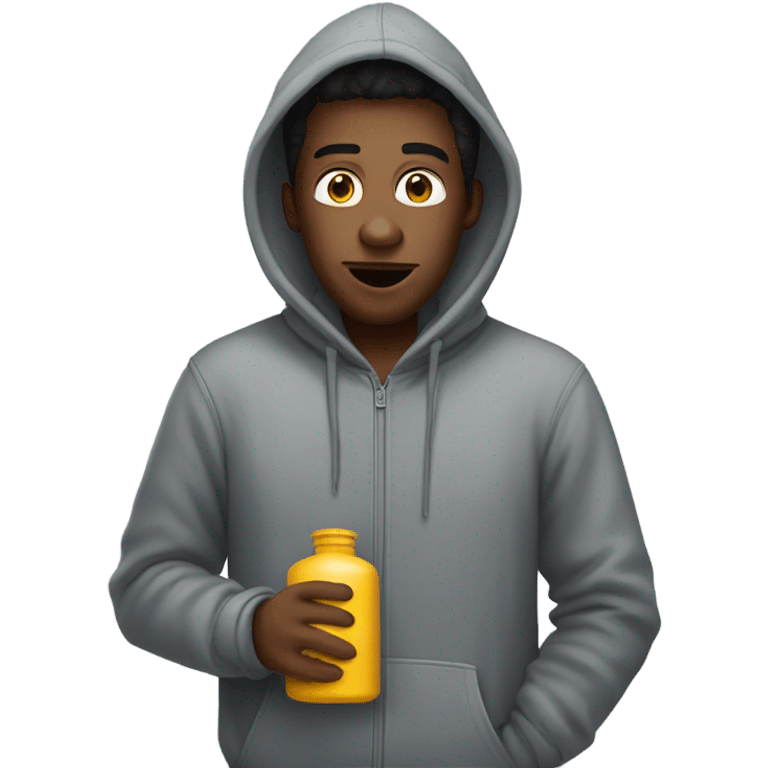 Guy wearing a hoodie with a can of oxygen in his mouth emoji