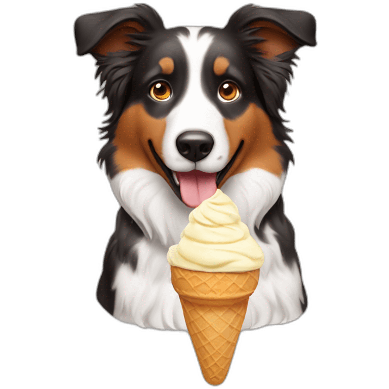 Australian sheperd eating ice cream emoji