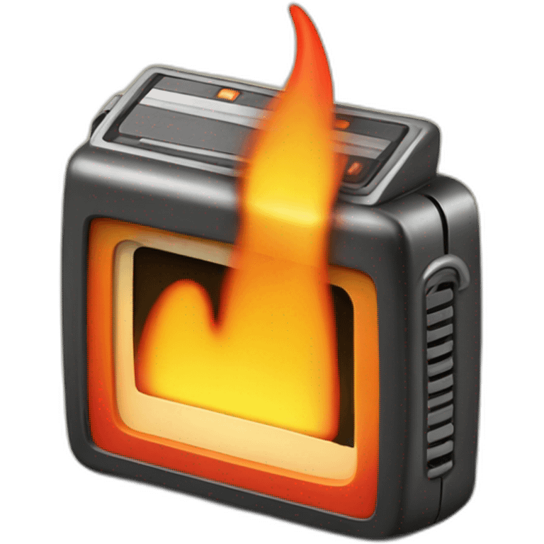 retro beeper on fire emoji