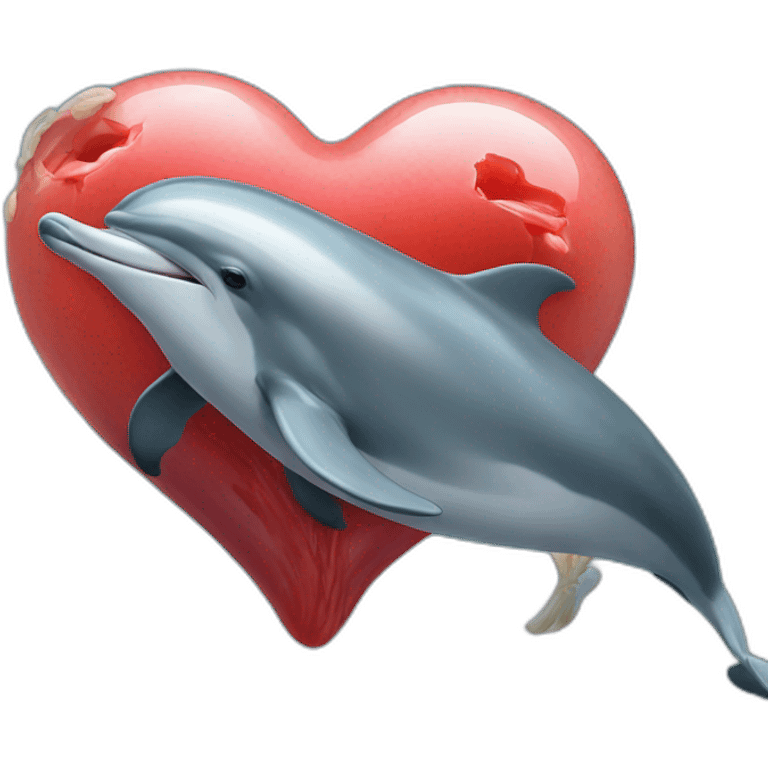 Dolphin eating heart emoji