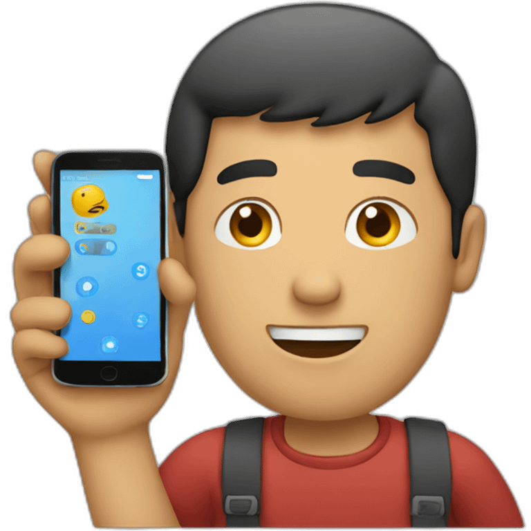 A man talks into a mobile phone emoji