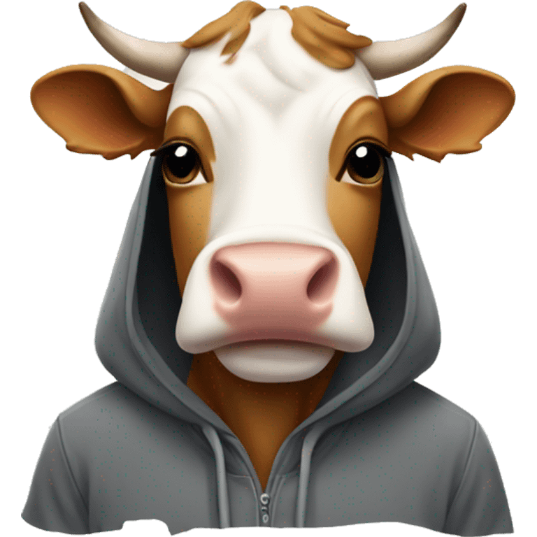 A cow wearing a hoodie emoji