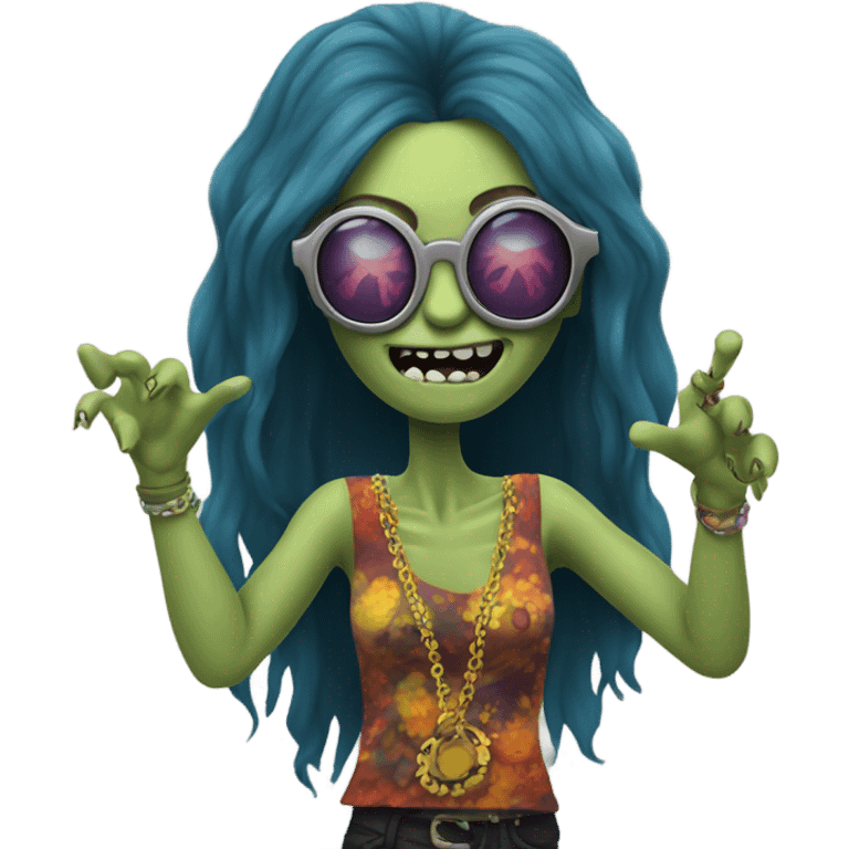  janis joplin zombie  dancing (wearing circle glasses) emoji