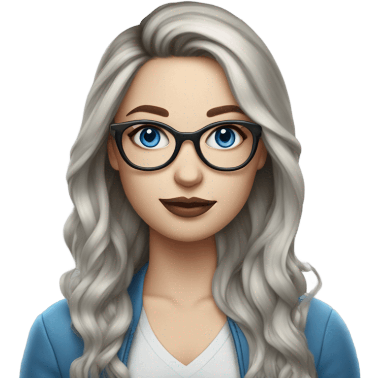 Hyper Realistic Balayage pale beautiful tattooed woman with glasses and blue eyes  emoji