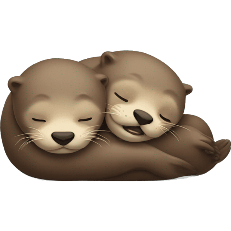 Two otters sleeping together, heart emoji above them emoji